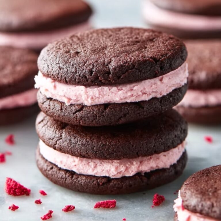 Chocolate Raspberry Sandwich Cookies with Ganache Drizzle Recipe