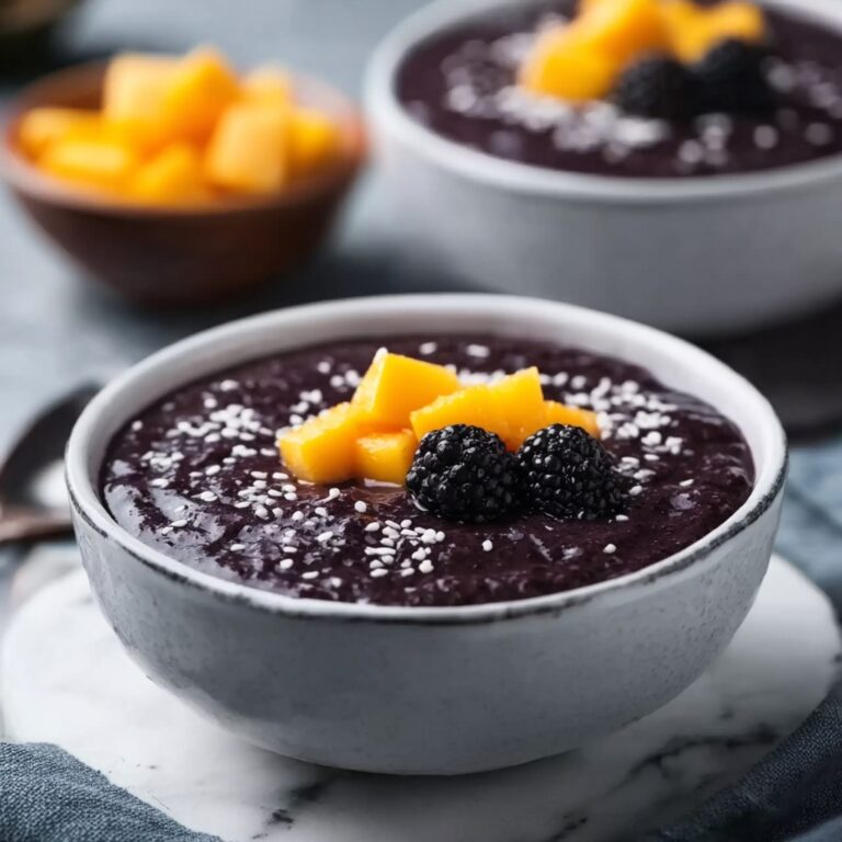 Thai Black Sticky Rice Pudding with Coconut Milk and Mango Recipe