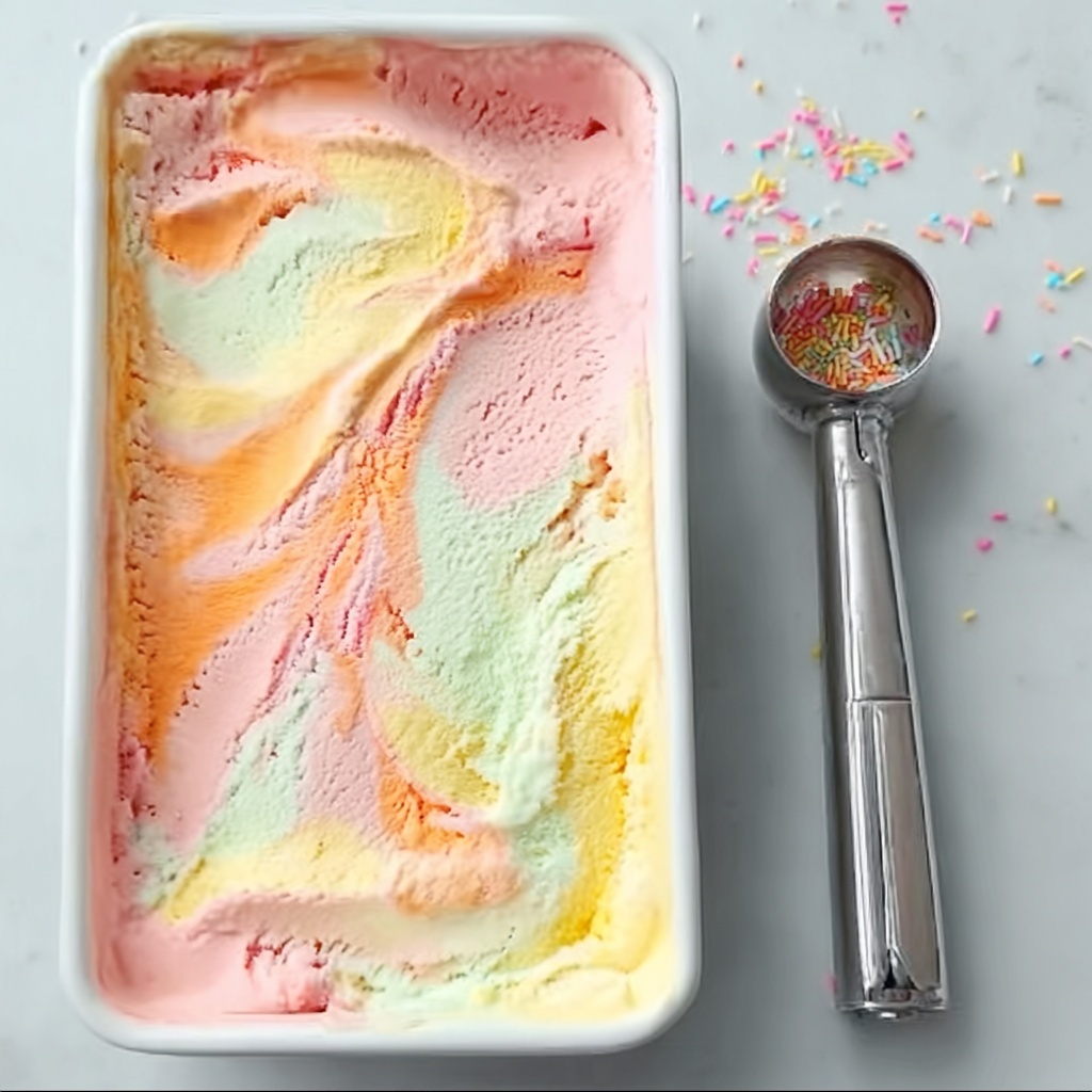 Jello Rainbow Sherbet Ice Cream Recipe - Recipe Image