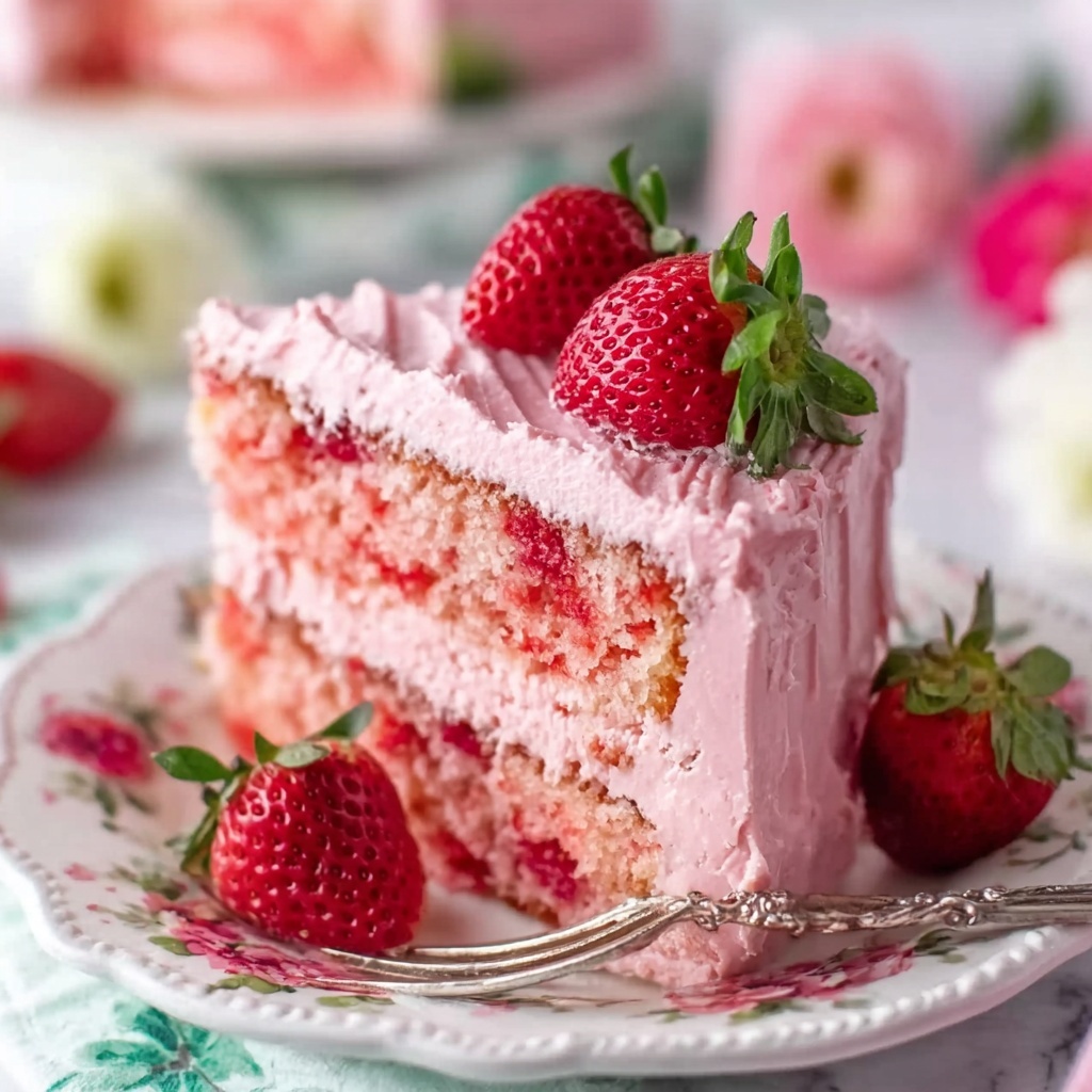 Strawberry Cake with Strawberry Buttercream Recipe - Recipe Image