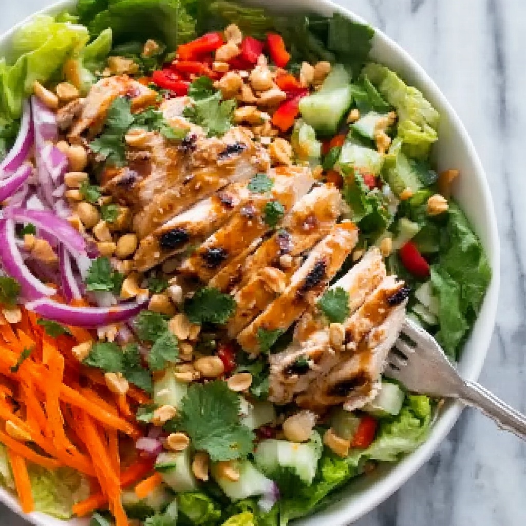Thai Chicken Salad with Fresh Herbs and Crunchy Toppings Recipe - Recipe Image