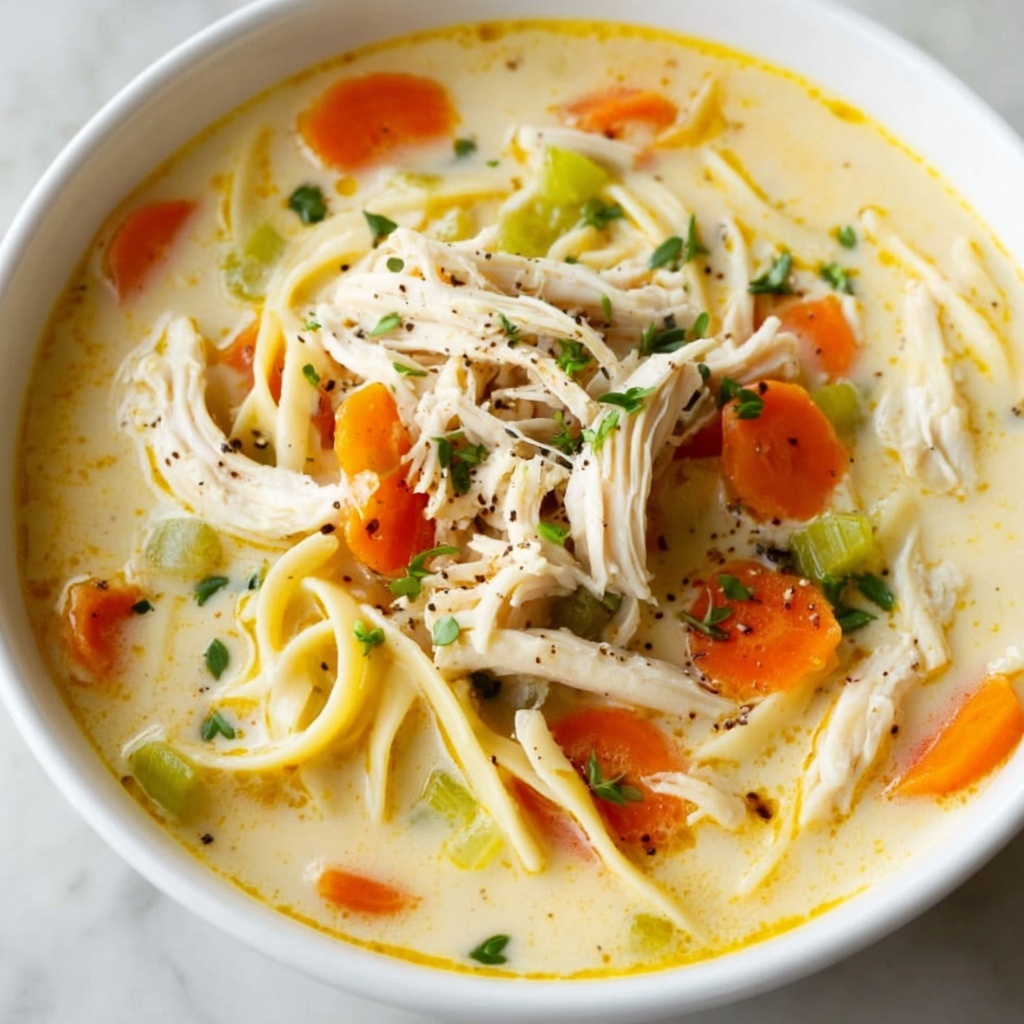 Creamy Lemon Chicken Noodle Soup Recipe - Recipe Image