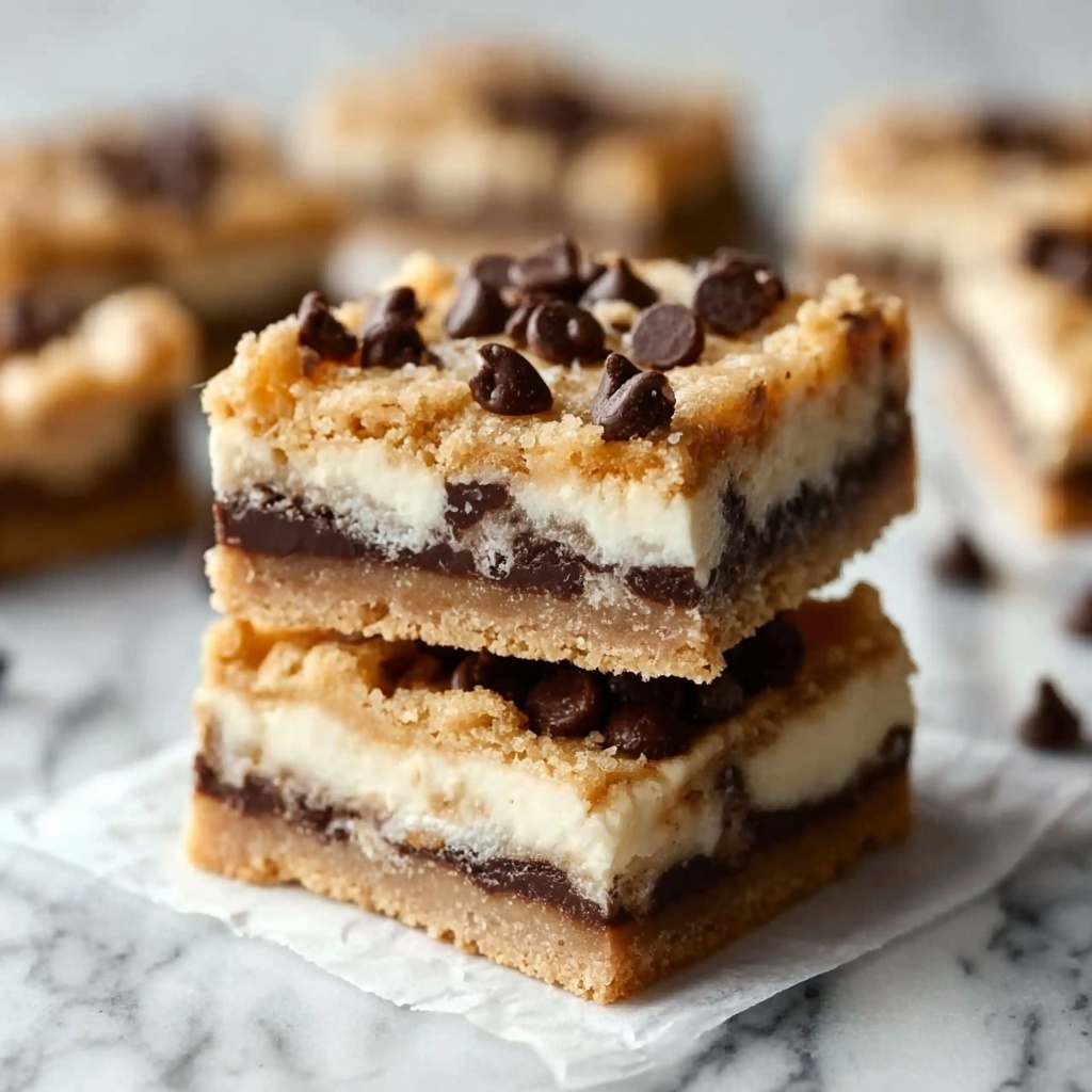 Peanut Butter Chocolate Chip Cookie Cheesecake Bars Recipe - Recipe Image