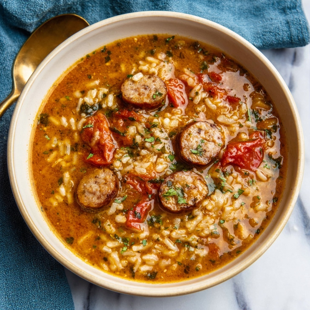 Spicy Jambalaya Soup with Andouille Sausage and Chicken Recipe - Recipe Image