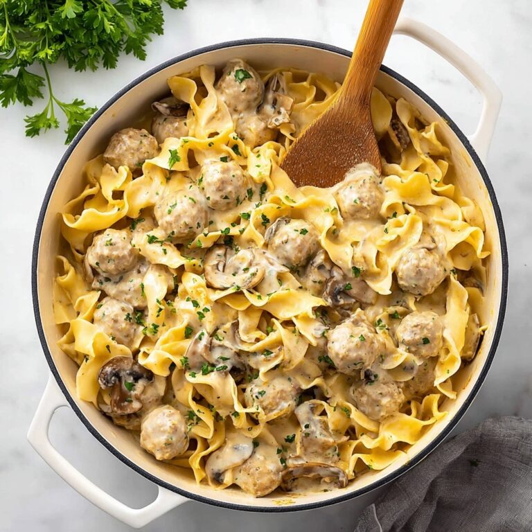 Meatball Stroganoff with Mushrooms and Egg Noodles Recipe