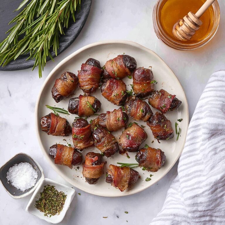 Bacon-Wrapped Medjool Dates Stuffed with Goat Cheese and Drizzled with Honey and Rosemary Recipe