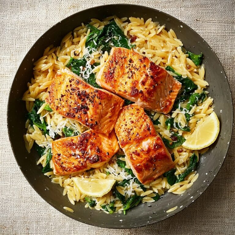 Easy One Skillet Salmon Lemon Orzo Recipe