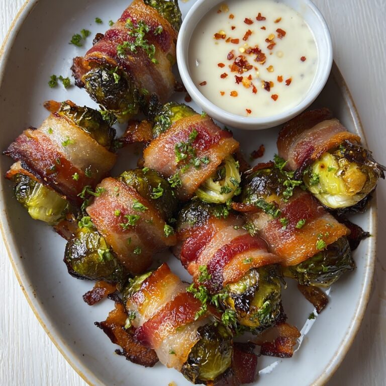 Bacon-Wrapped Brussels Sprouts with Lemon and Maple Syrup Dipping Sauce Recipe