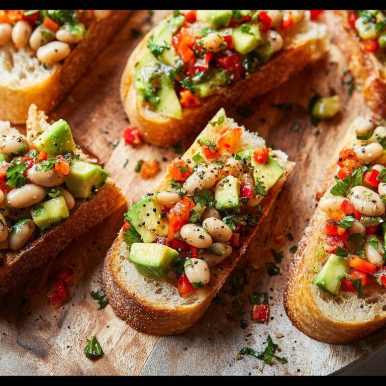 White Bean, Black-Eyed Pea, and Avocado Crostini Recipe