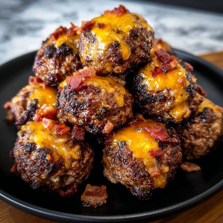 Sizzling Bourbon BBQ Bacon Cheeseburger Meatballs Recipe
