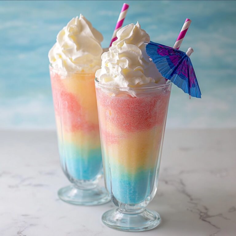 Rainbow Island Float: Vibrant Non-Alcoholic Layered Fruit Drink Recipe