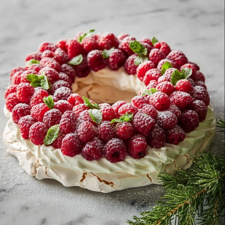 Christmas Pavlova with Raspberry and Mascarpone Whipped Cream Recipe