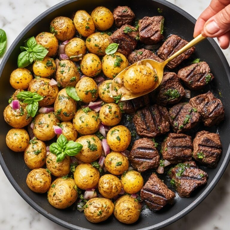 Garlic Butter Steak & Cheddar Potato Bake Recipe