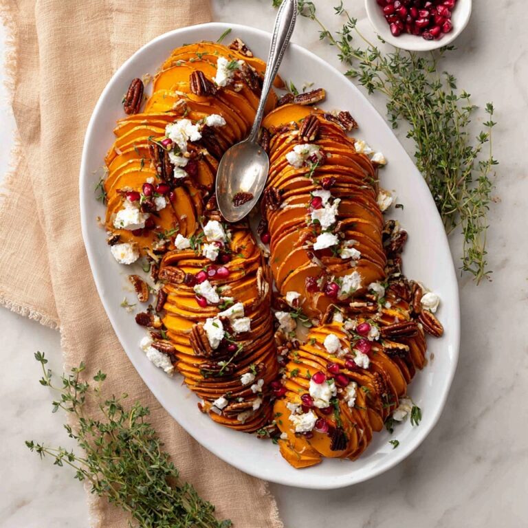 Maple Roasted Butternut Squash with Brown Butter Herb Drizzle and Garnishes Recipe
