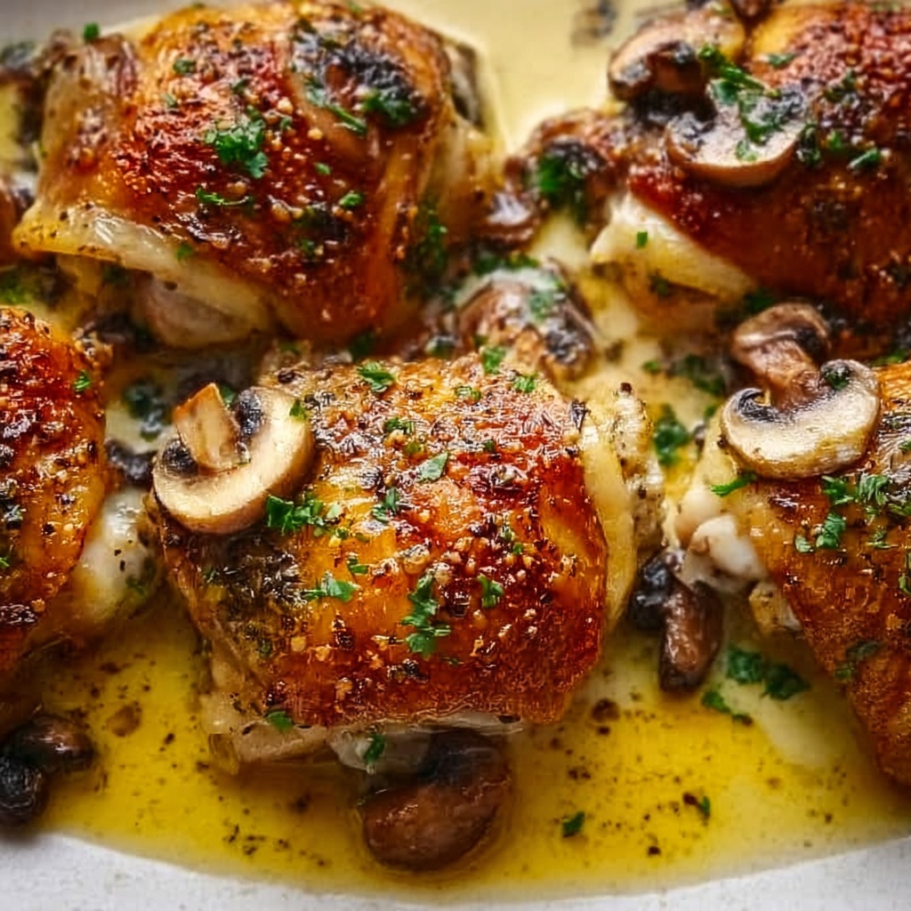 Cheesy Garlic Butter Mushroom Stuffed Chicken Recipe - Recipe Image