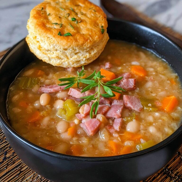 Ham and Bean Soup with Fresh Herbs and Tender Dried Beans Recipe