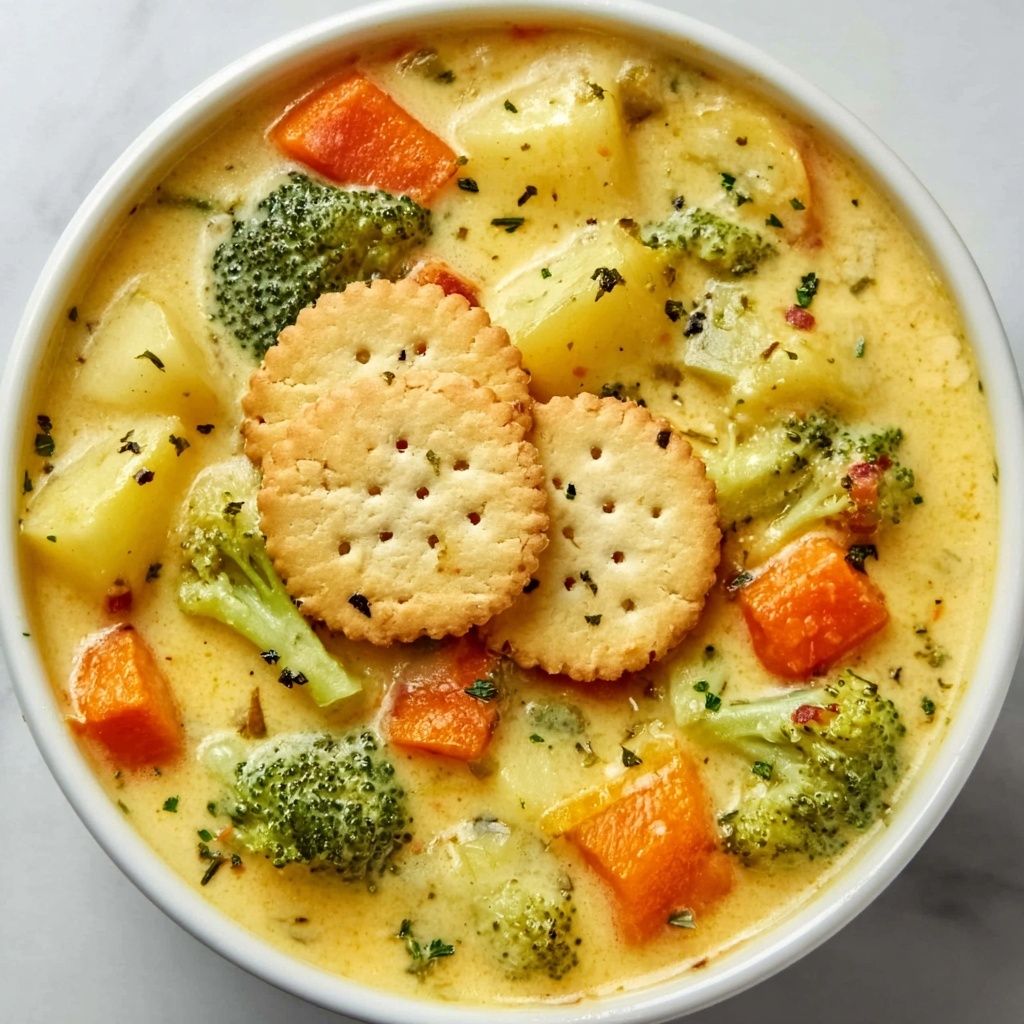 Creamy Vegetable Soup with Cheddar and Fresh Herbs Recipe - Recipe Image
