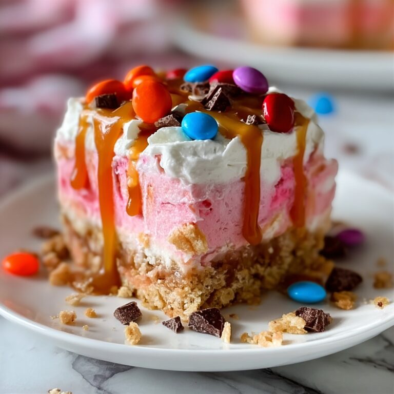 No-Bake M&M’s Caramel Cheesecake Bars Recipe