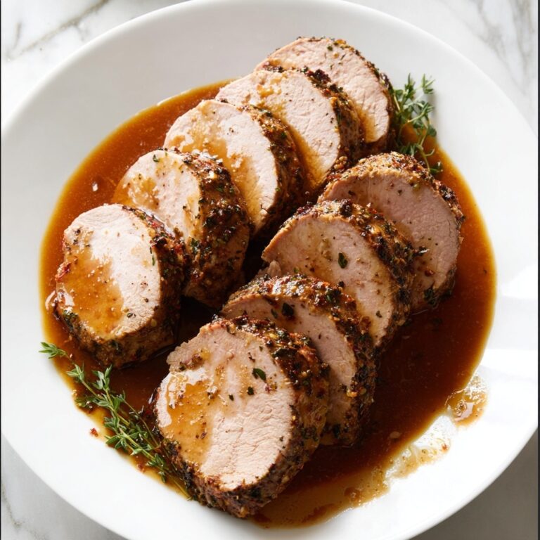 Roasted Pork Tenderloin with Garlic and Herb Pan Sauce Recipe
