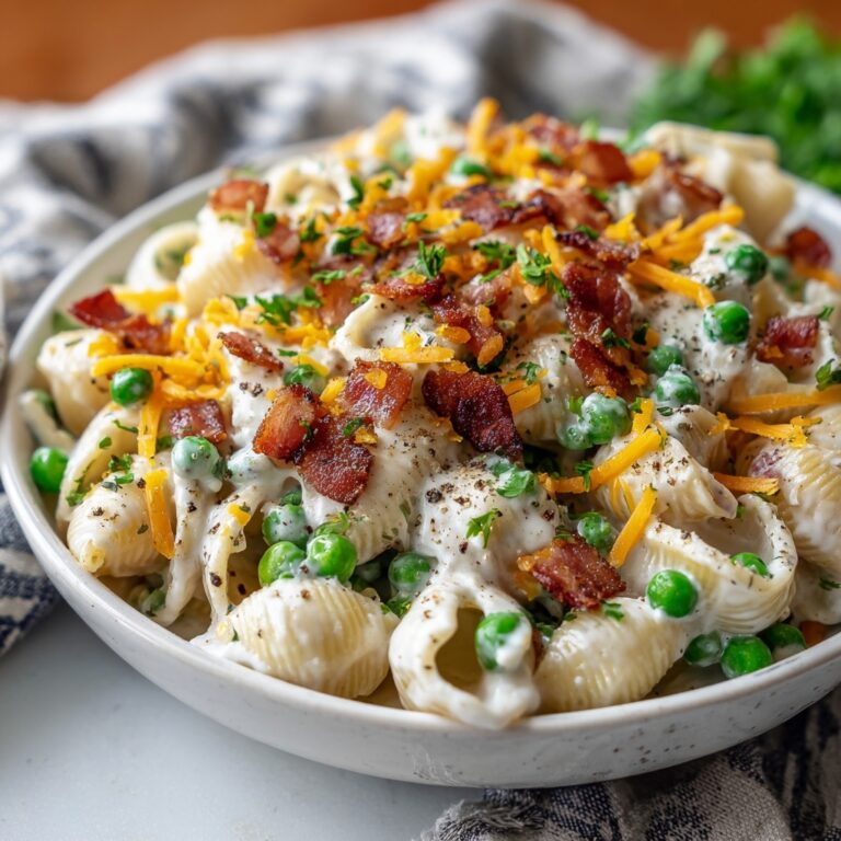 Creamy Pasta Salad with Peas, Bacon, and Parmesan Recipe