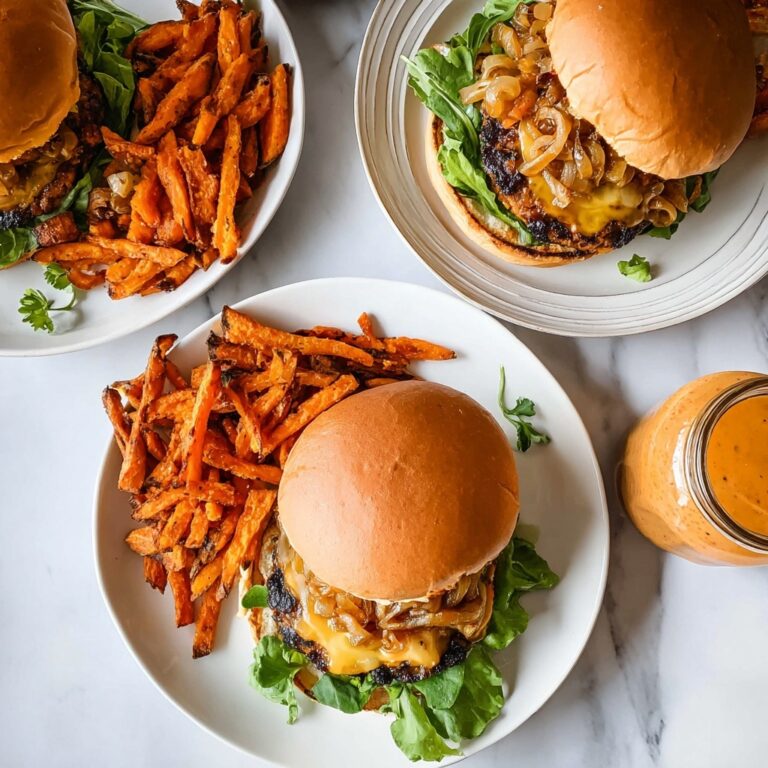 Easy Mushroom Burgers with Caramelized Onions and Gouda Recipe