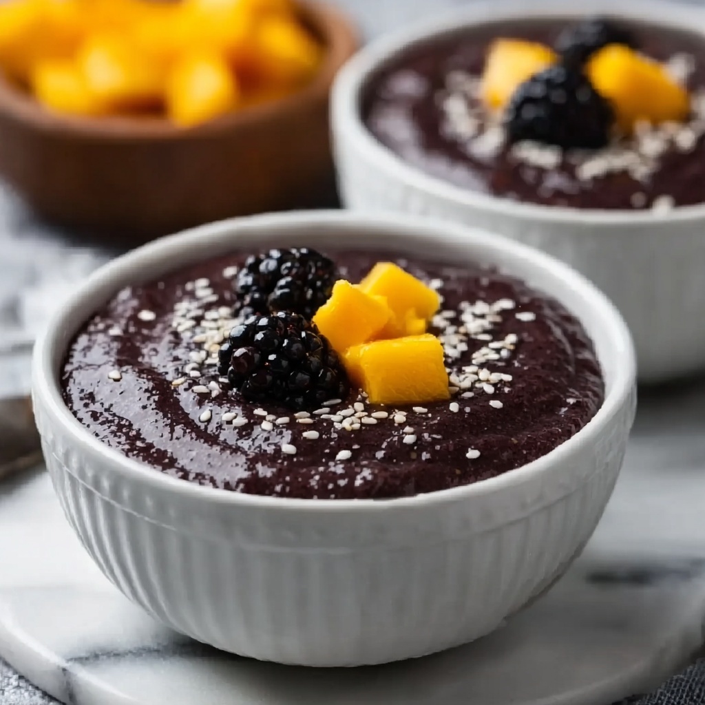 Thai Black Sticky Rice Pudding with Coconut Milk and Mango Recipe - Recipe Image