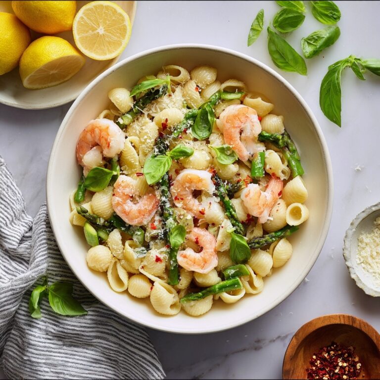 20-Minute Lemony Shrimp Asparagus Pasta Recipe