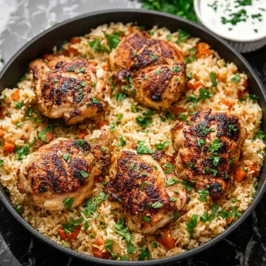 One Pot Shawarma Chicken and Rice Recipe - Recipe Image