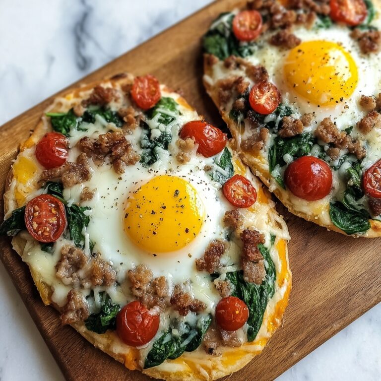 Breakfast Flatbreads with Sausage, Bacon, and Eggs Recipe