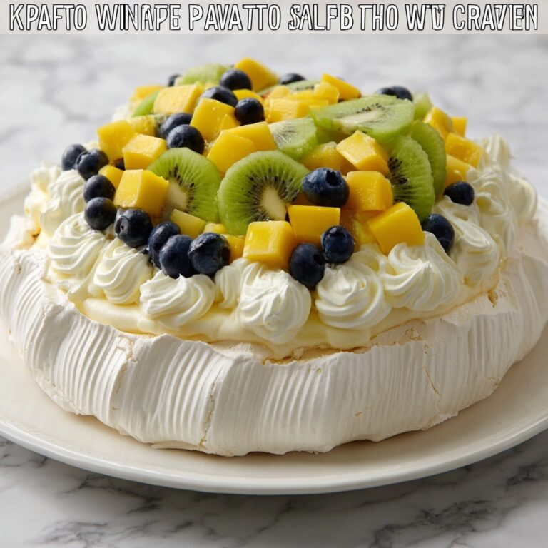 Mango, Kiwi, and Blueberry Pavlova with Whipped Cream Recipe