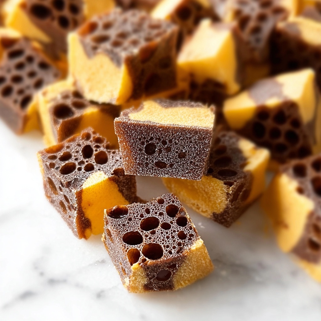 Crispy Golden Honeycomb Candy with Chocolate Dip Recipe - Recipe Image