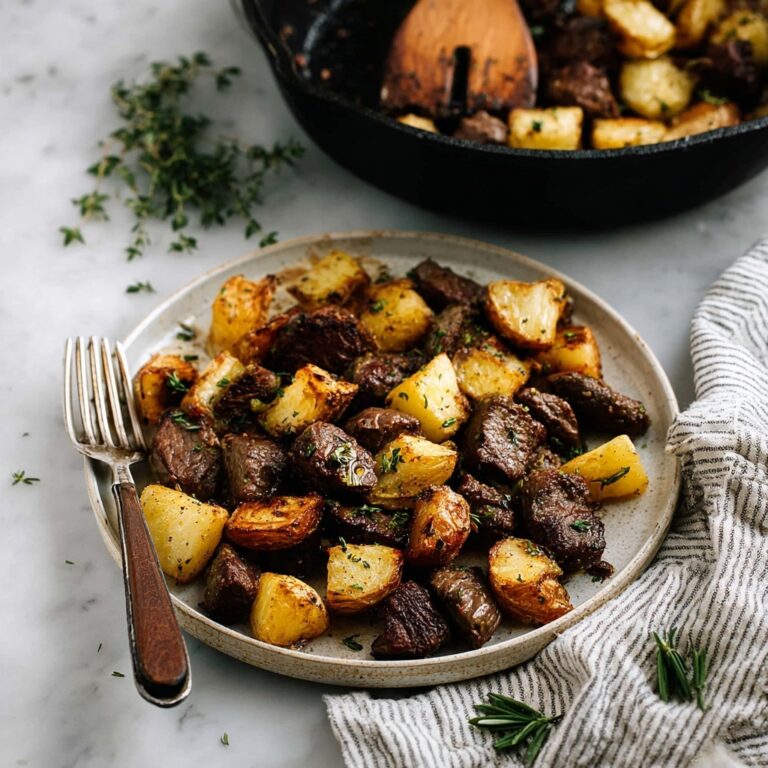 Garlic Herb Steak Bites with Crispy Yukon Gold Potatoes Recipe