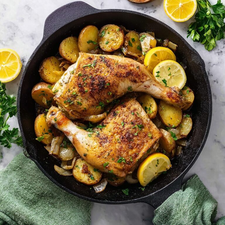 Roasted Chicken Leg Quarters with Potatoes, Shallots, and Lemon Recipe