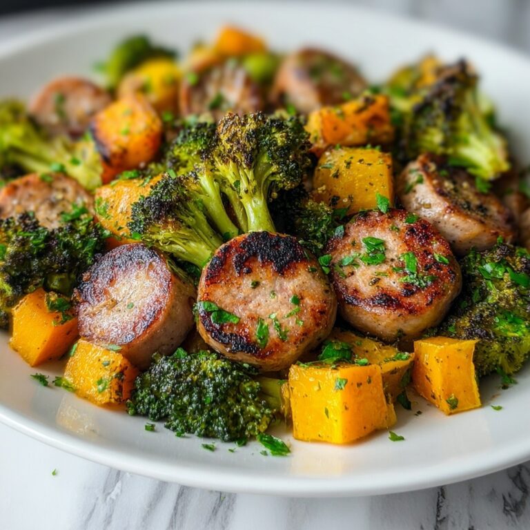 Honey Garlic Sheet Pan Sausage with Sweet Potatoes and Broccoli Recipe