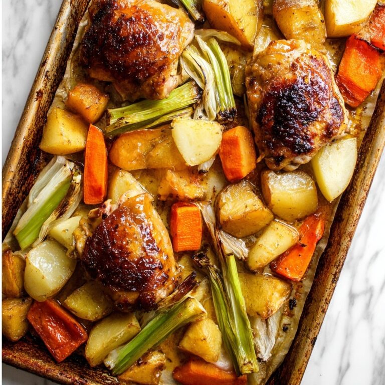 Crispy Roasted Chicken Thighs with Carrots, Potatoes, and Celery Recipe