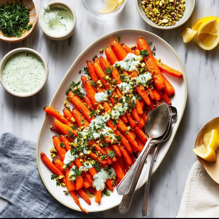Hot Honey Roasted Carrots with Lemon Yogurt Sauce Recipe