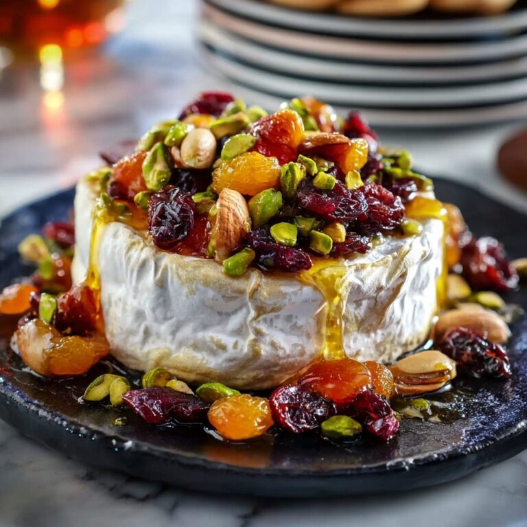 Baked Brie with Honey, Dried Fruits, and Pistachios Recipe