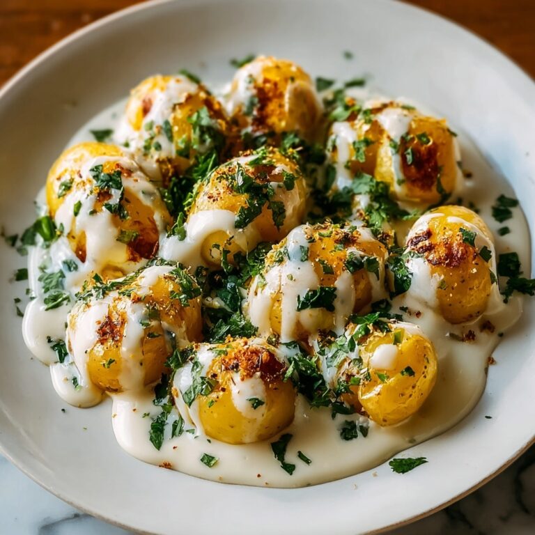 Creamy Garlic Sauce Baby Potatoes Recipe