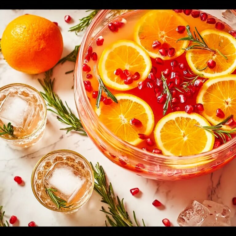 Festive Christmas Punch with Pomegranate, Orange, and Ginger Ale Recipe