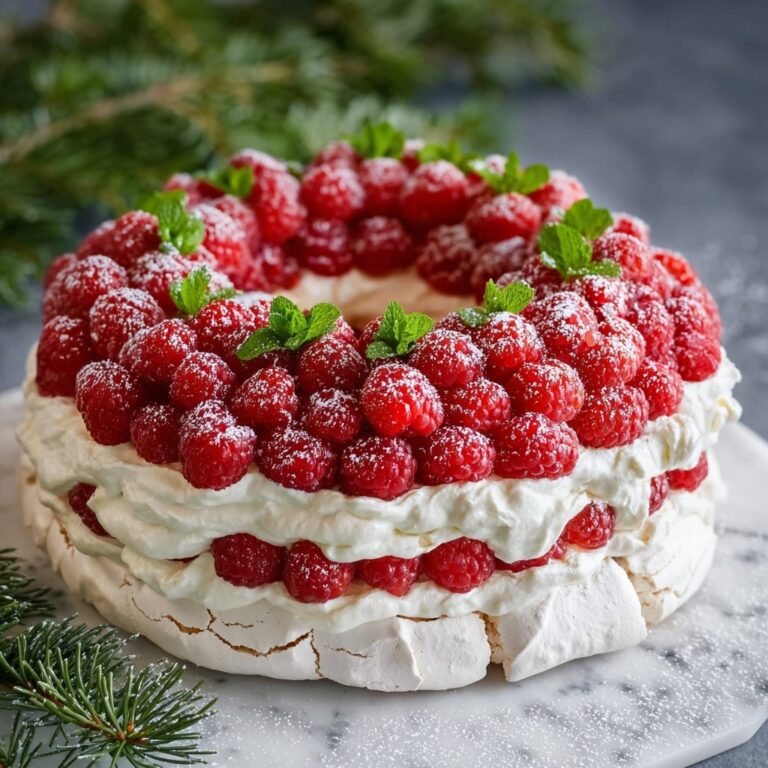 Christmas Pavlova with Raspberries and Mascarpone Cream Recipe