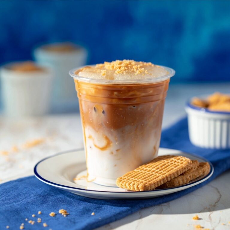 Fluffy Latte with Marshmallow and Nutter Butter Crumbs Recipe