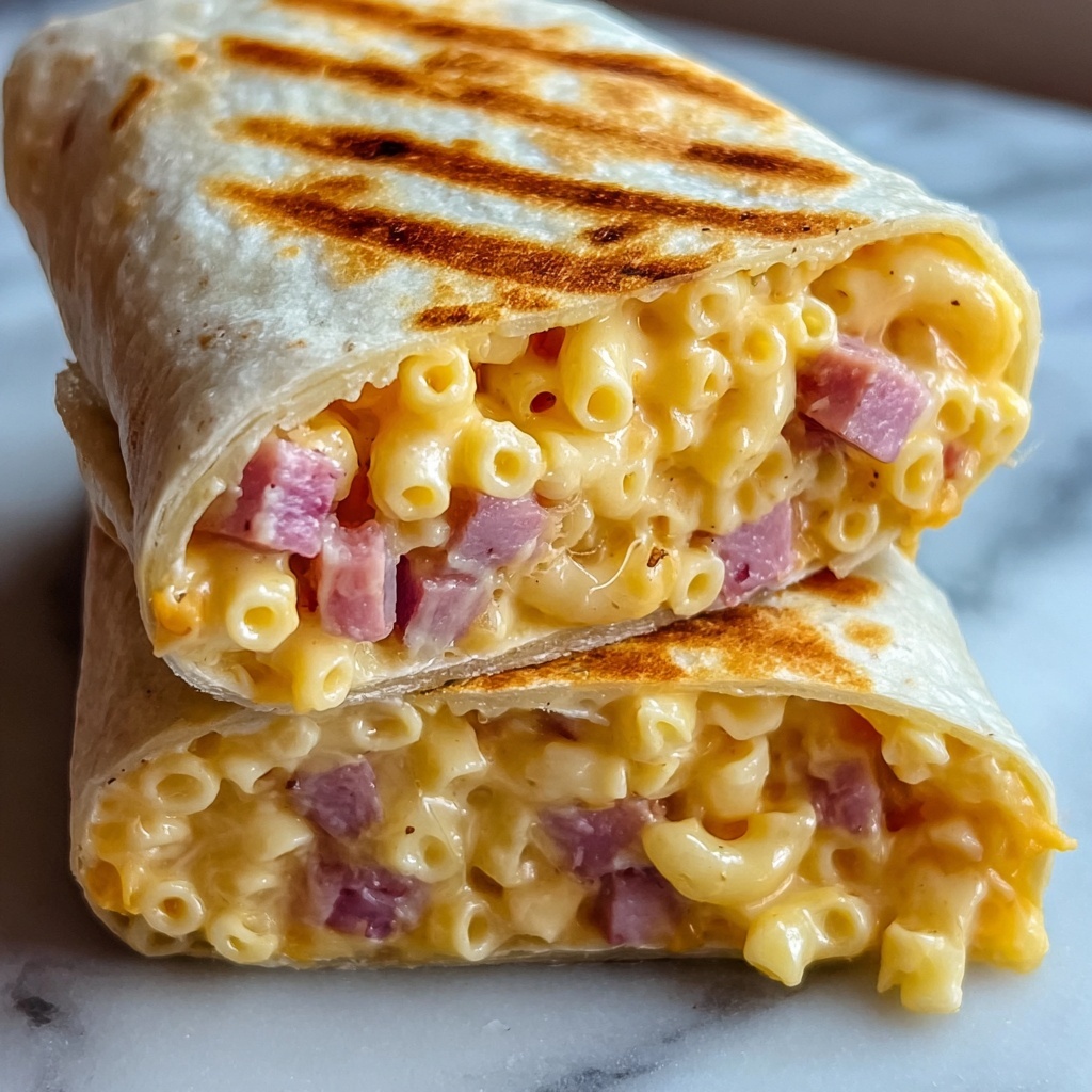 Mac ānā Cheese Burger Wrap Recipe - Recipe Image