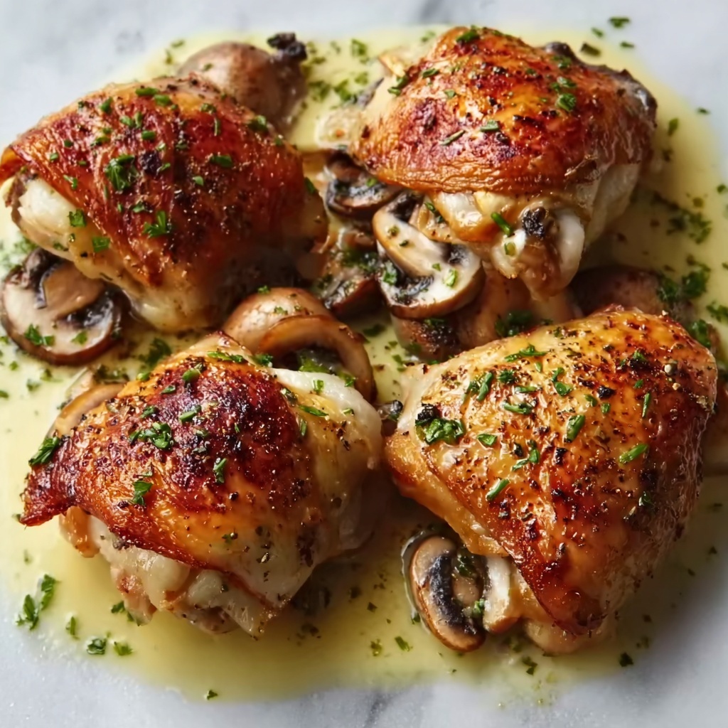 Cheesy Garlic Butter Mushroom Stuffed Chicken Recipe - Recipe Image