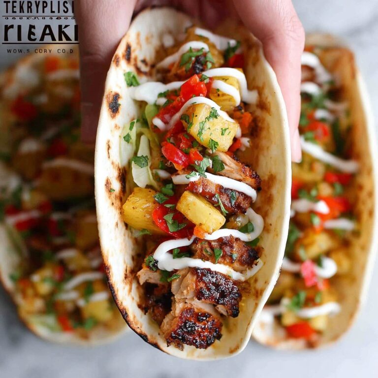 Teriyaki Chicken Tacos with Grilled Pineapple Pear Salsa Recipe