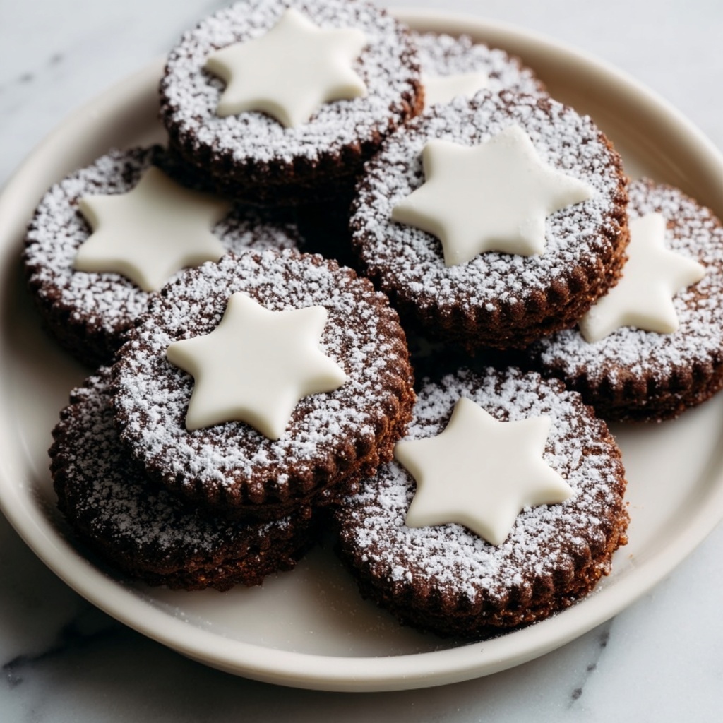 Gingerbread Linzer Cookies with White Chocolate Ganache Recipe - Recipe Image