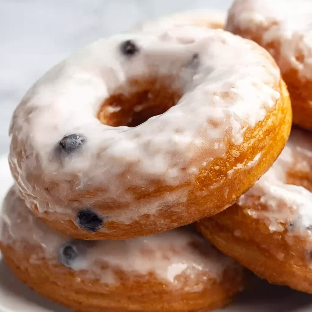 Blueberry Glazed Cake Donuts Recipe - Recipe Image