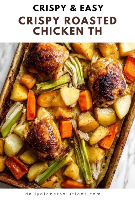 Crispy Roasted Chicken Thighs with Carrots, Potatoes, and Celery Recipe - Recipe Image