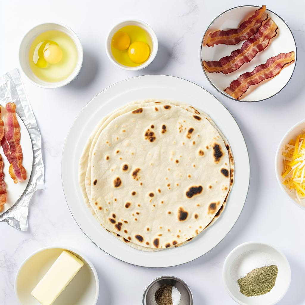 Breakfast Flatbreads with Sausage, Bacon, and Eggs Recipe - Recipe Image