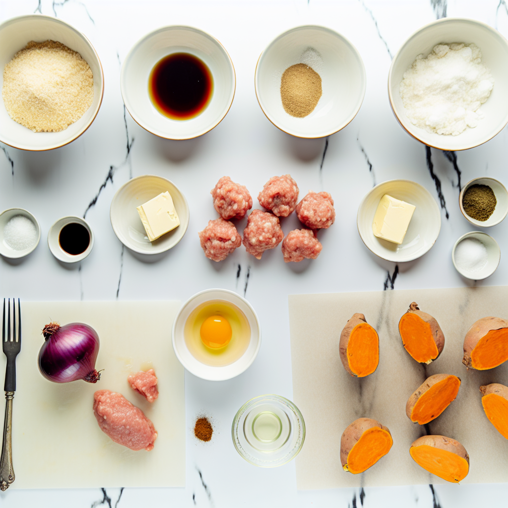 Pork Meatballs with Sweet Potato Mash and Bourbon-Maple Sauce Recipe - Recipe Image