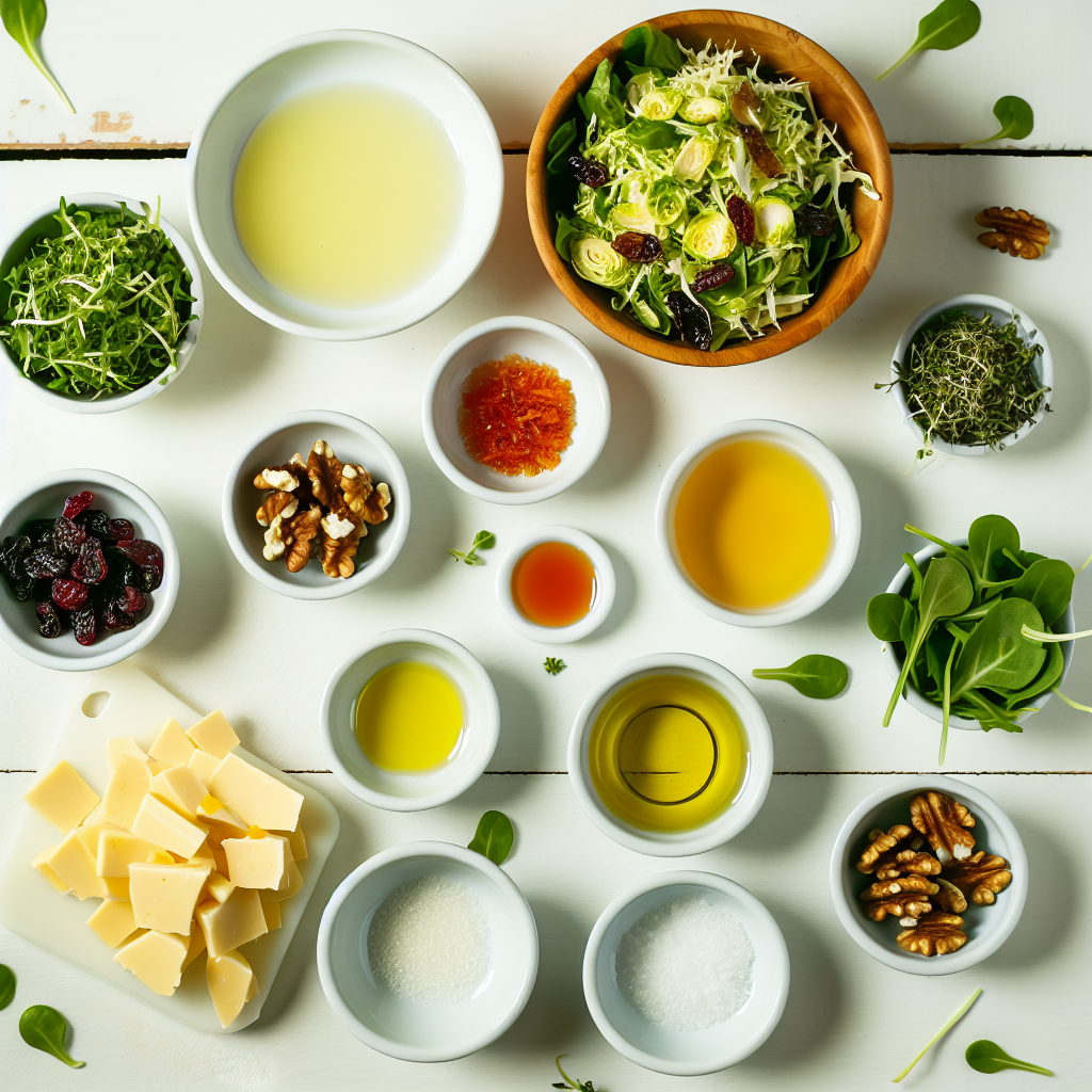 Make Ahead Thanksgiving Brussels Sprouts and Arugula Salad with Manchego, Cranberries, and Candied Walnuts Recipe - Recipe Image